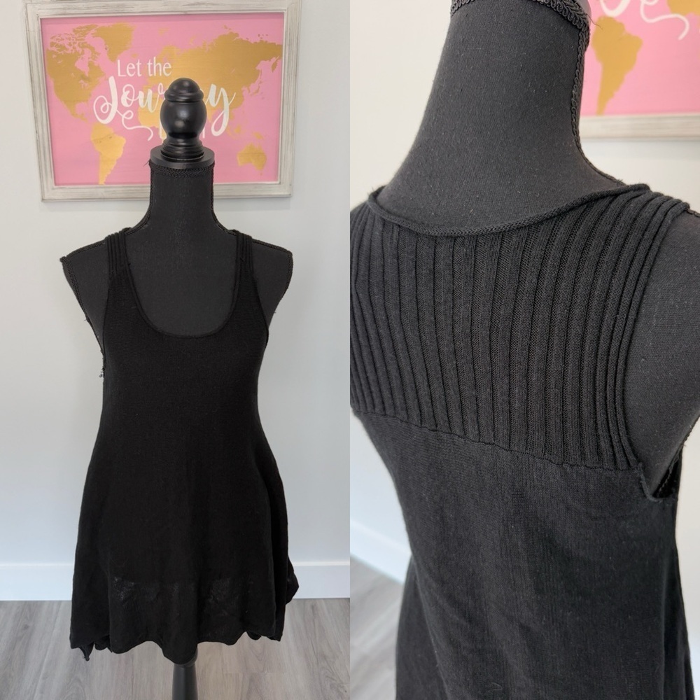 Belldini Linen Blend Black Oversized Top (S)